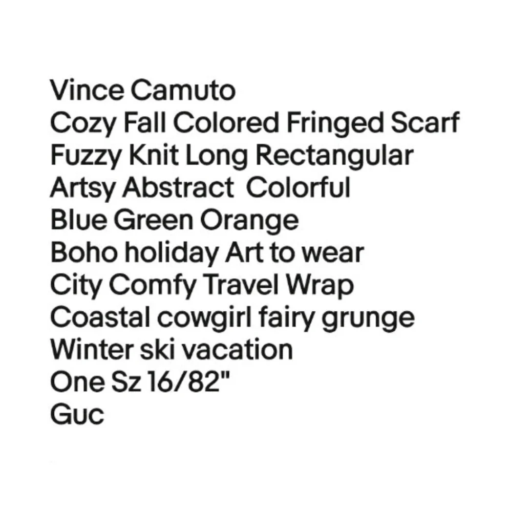 Vince Camuto Fringed Fuzzy Knit Long Blanket Scarf Travel Wrap Abstract Sz 16/82